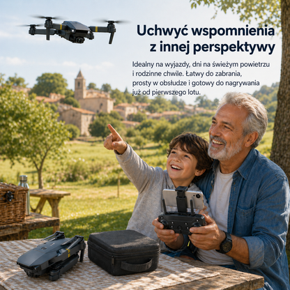 SKYCAM PRO™ | Dron 4K z podwójną kamerą, automatycznym startem i transmisją na żywo do telefonu. (Tylko dziś: etui + 3 baterie GRATIS)